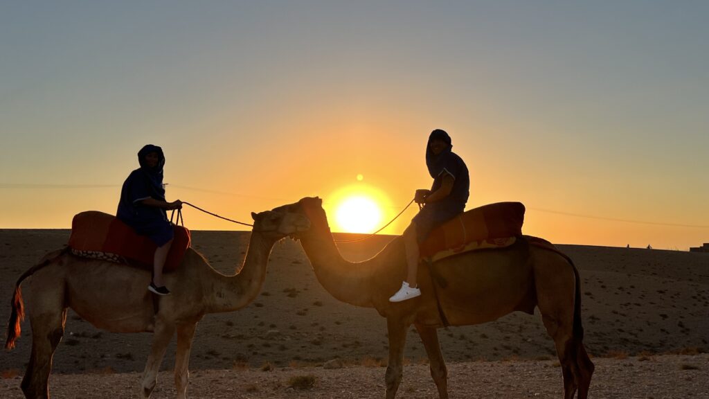 Agafay desert private sunset camel ride