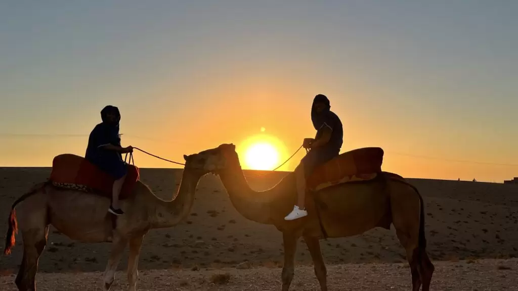 Agafay desert private sunset camel ride