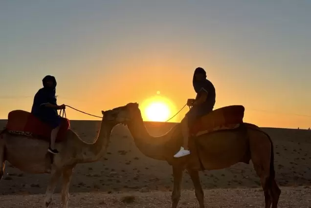 Agafay desert private sunset camel ride